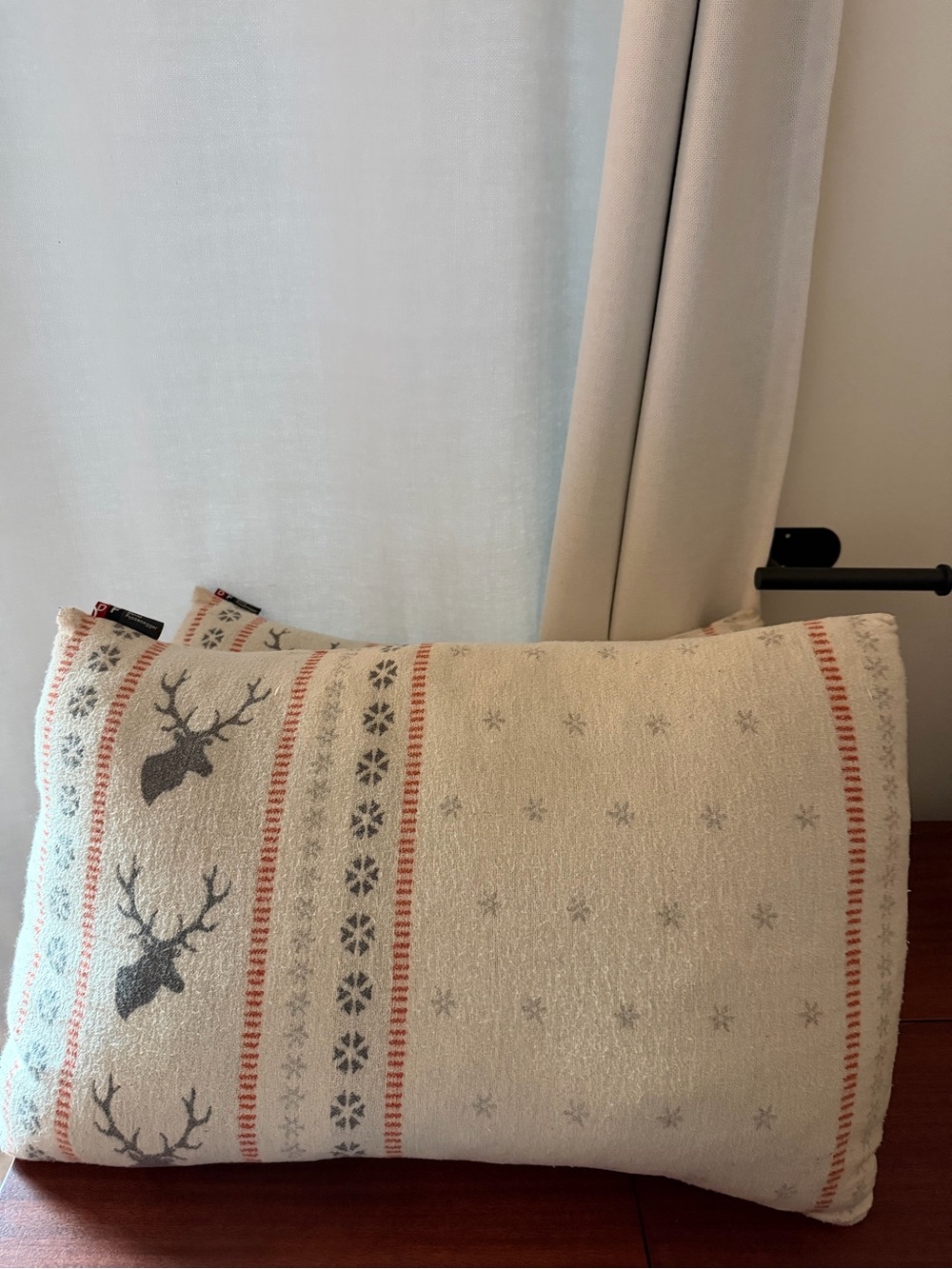 Festive Cream Reindeer Decorative Throw Pillow